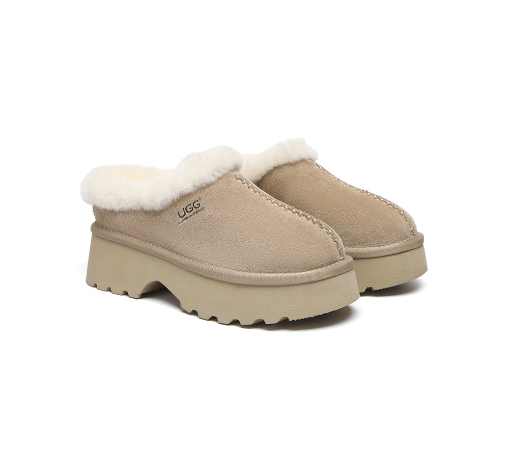 AUSTRALIAN SHEPHERD® UGG Slippers Sheepskin Wool Ankle Chunky Platform Adrian