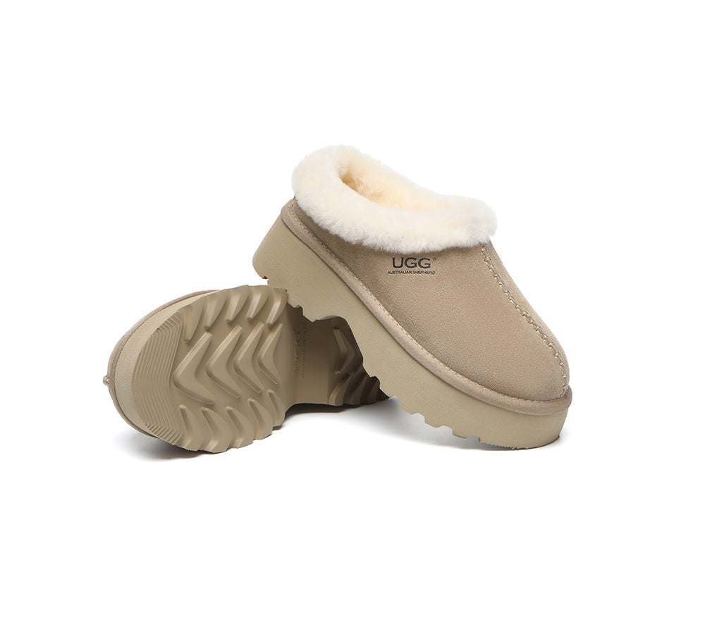AUSTRALIAN SHEPHERD® UGG Slippers Sheepskin Wool Ankle Chunky Platform Adrian