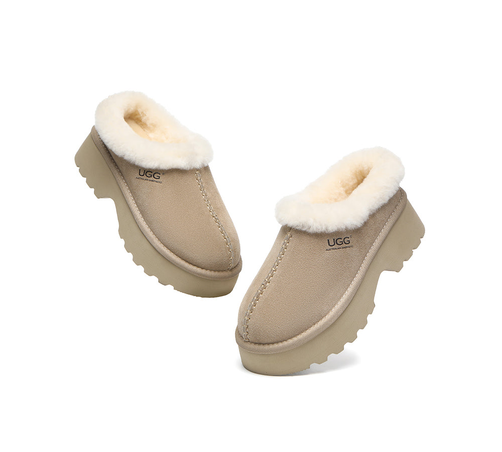AUSTRALIAN SHEPHERD® UGG Slippers Sheepskin Wool Ankle Chunky Platform Adrian