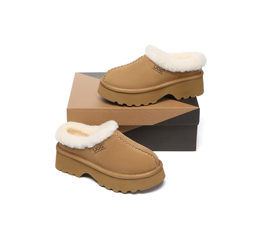AUSTRALIAN SHEPHERD® UGG Slippers Sheepskin Wool Ankle Chunky Platform Adrian