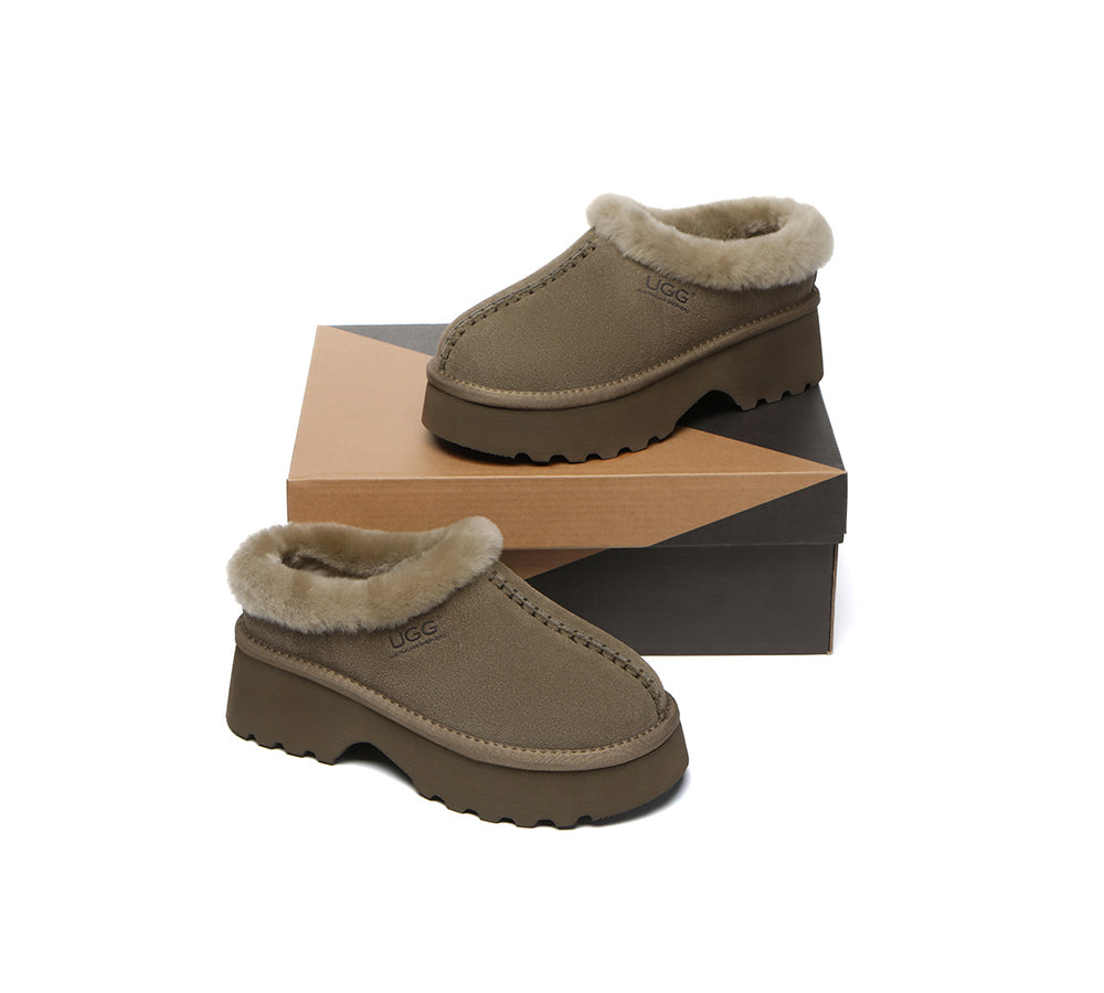AUSTRALIAN SHEPHERD® UGG Slippers Sheepskin Wool Ankle Chunky Platform Adrian