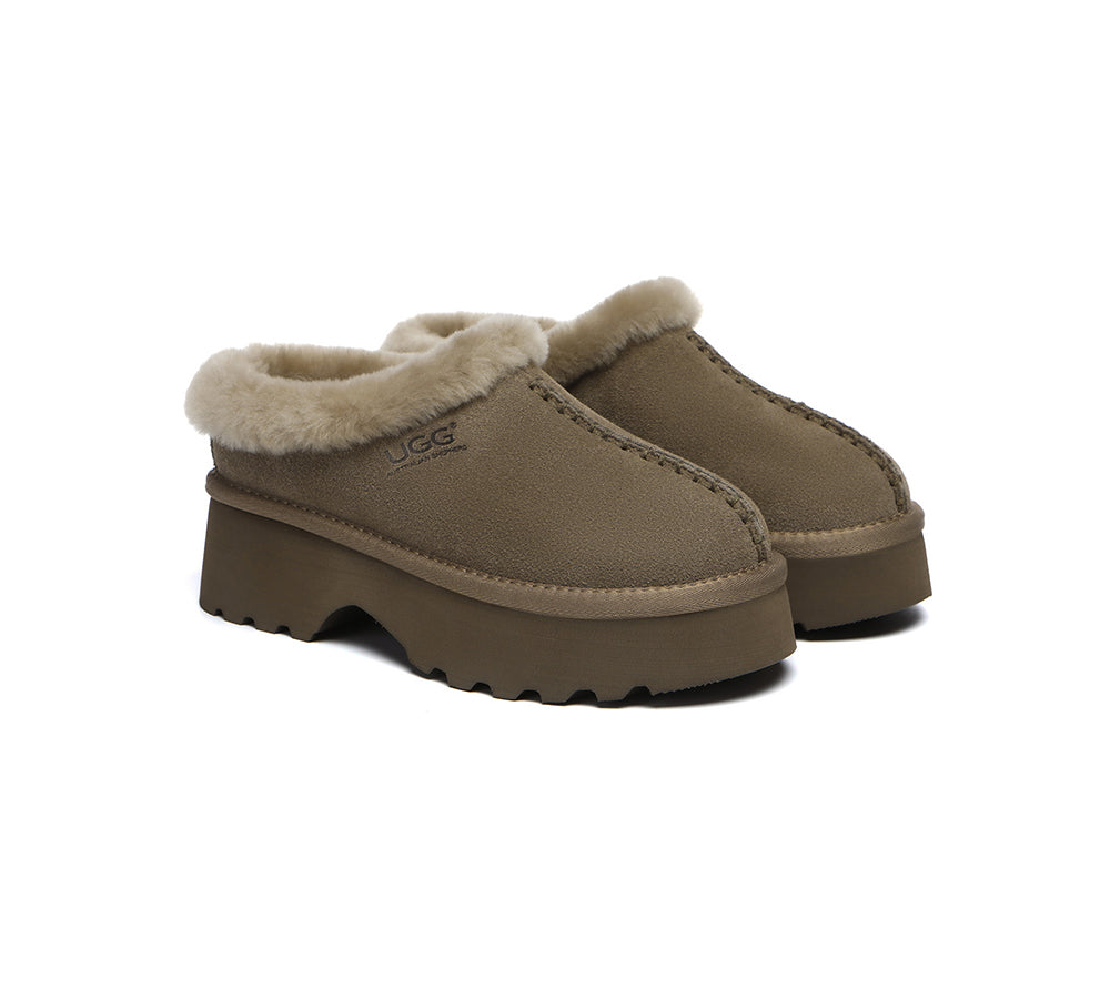 AUSTRALIAN SHEPHERD® UGG Slippers Sheepskin Wool Ankle Chunky Platform Adrian