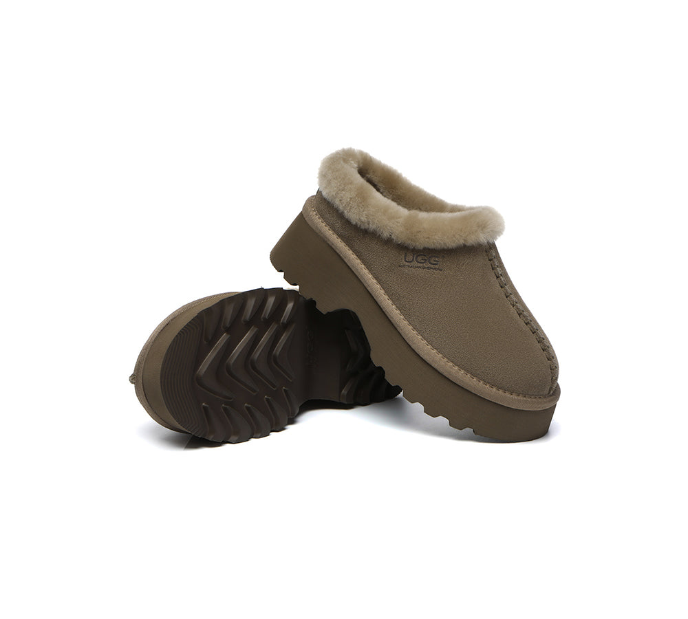 AUSTRALIAN SHEPHERD® UGG Slippers Sheepskin Wool Ankle Chunky Platform Adrian