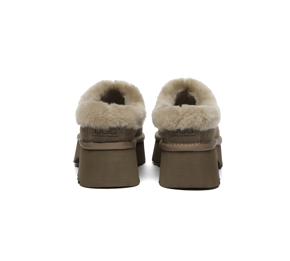 AUSTRALIAN SHEPHERD® UGG Slippers Sheepskin Wool Ankle Chunky Platform Adrian
