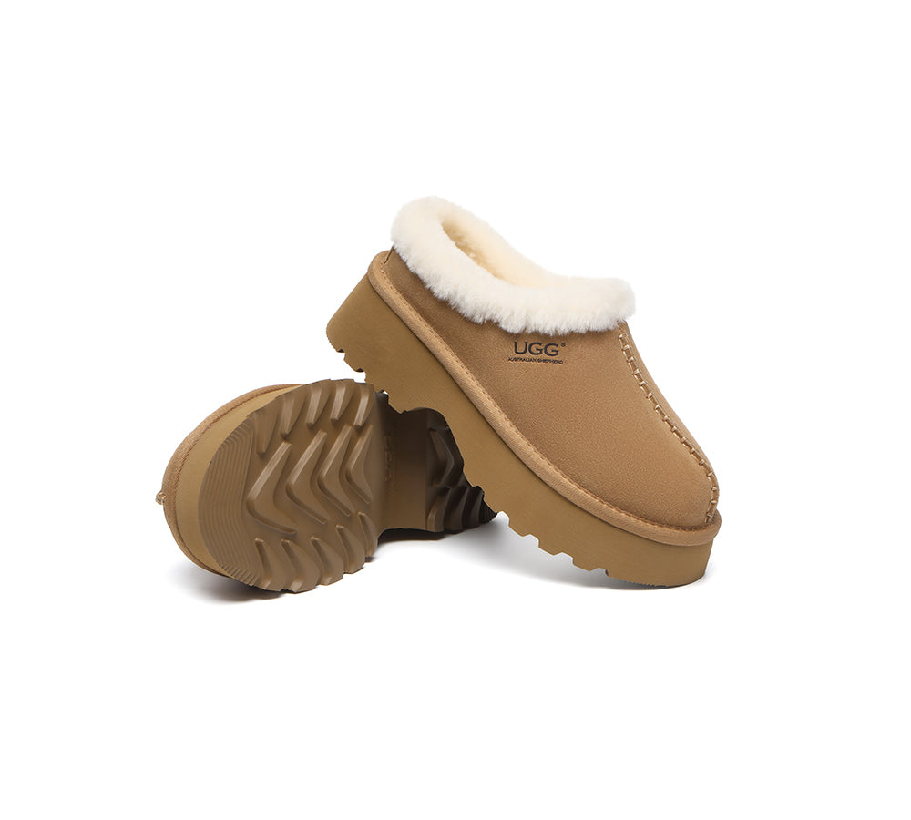 AUSTRALIAN SHEPHERD® UGG Slippers Sheepskin Wool Ankle Chunky Platform Adrian