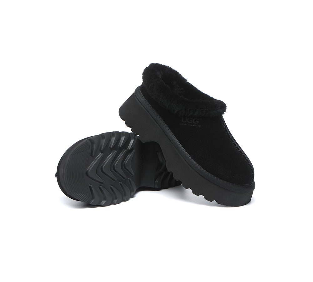 AUSTRALIAN SHEPHERD® UGG Slippers Sheepskin Wool Ankle Chunky Platform Adrian