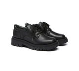EVERAU® Senior Black Leather Large Size Lace Up School Shoes - UGG EXPRESS