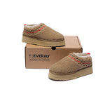 EVERAU® UGG Slippers Sheepskin Wool Plush Ankle Platform Madge - UGG EXPRESS