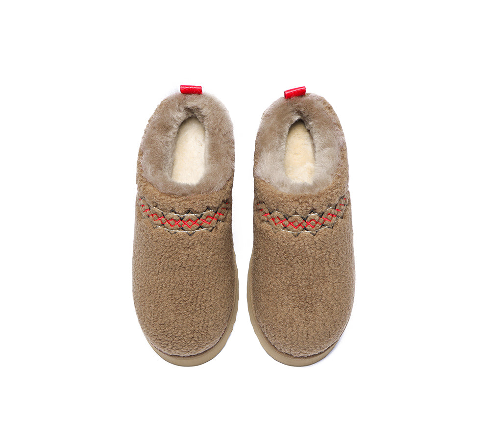 EVERAU® UGG Slippers Sheepskin Wool Plush Ankle Platform Madge - UGG EXPRESS