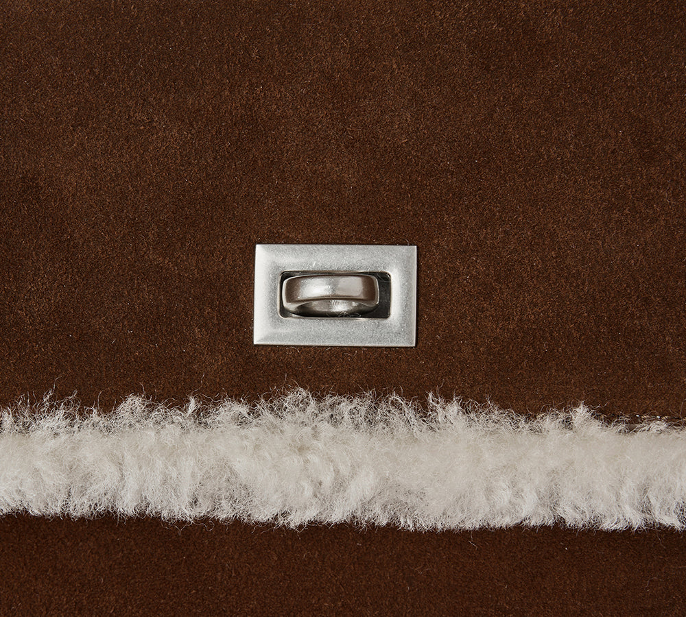 AUSTRALIAN SHEPHERD® Women Fluffy Wool Adjustable Strap Over Shoulder Tote Bag Duwel UGG AUSTRALIAN SHEPHERD