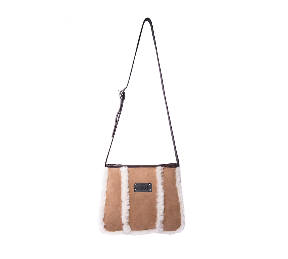 Women Sheepskin Wool Zip Shearling Lined Over Shoulder Bag - UGG EXPRESS