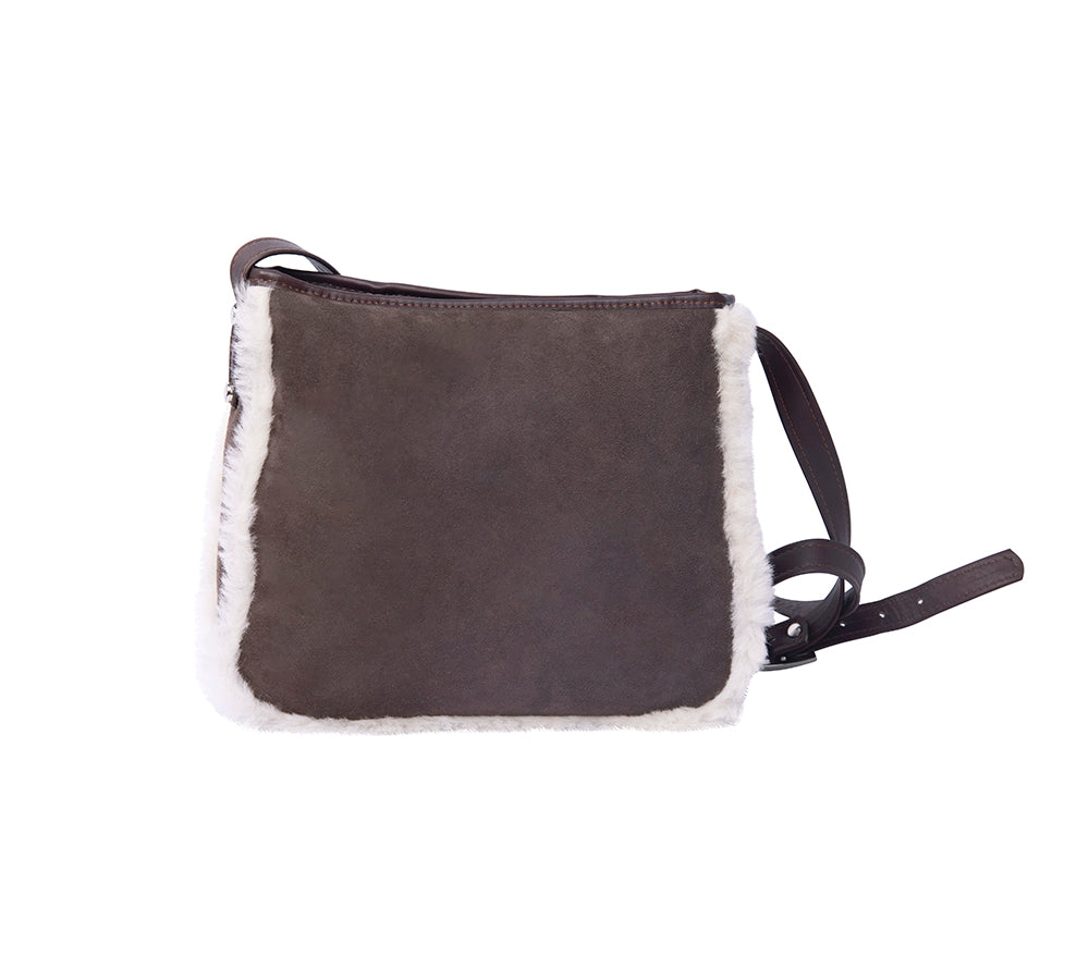 Women Sheepskin Wool Zip Shearling Lined Over Shoulder Bag - UGG EXPRESS