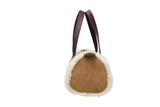 Women Sheepskin Wool Small Hand Carry Shoulder Strap Zip Barrell Bag - UGG EXPRESS