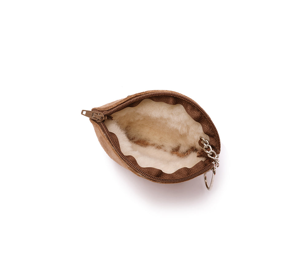 Sheepskin Wool Coin Zip Purse With Key Ring - UGG EXPRESS