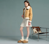 AUSTRALIAN SHEPHERD® UGG Slippers Women Sheepskin Wool Collar Ankle Platform Clarrie UGG AUSTRALIAN SHEPHERD