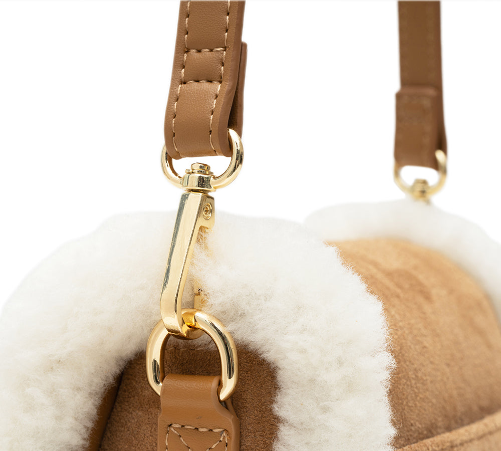 AUSTRALIAN SHEPHERD® Women Fluffy Wool Adjustable Strap Over Shoulder Messenger Bag