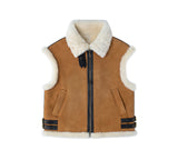 EVERAU® Fluffy Sheepskin Wool Zip Sleeveless Vest Dale