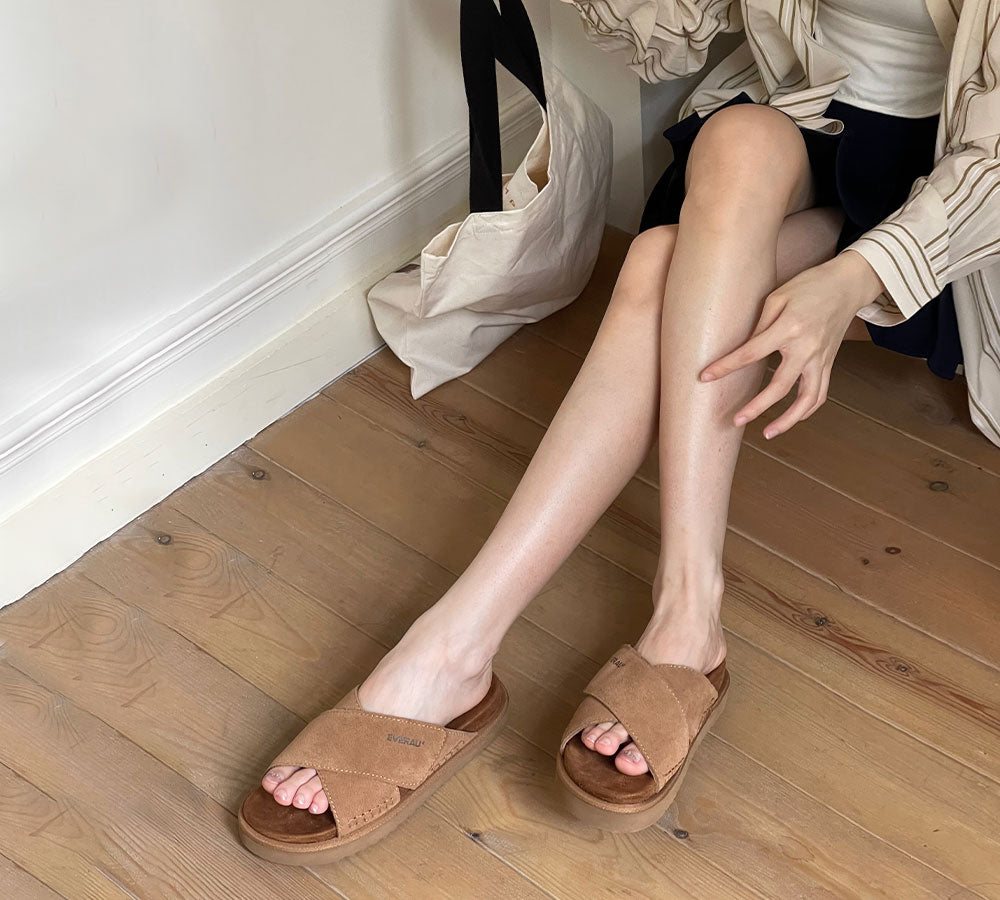 EVERAU® Adjustable Crossover Slip-on Summer Slides Lilac