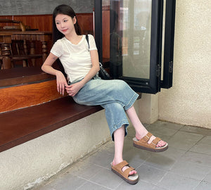 EVERAU® Adjustable Strap Slip-on Platform Summer Sandal Slides