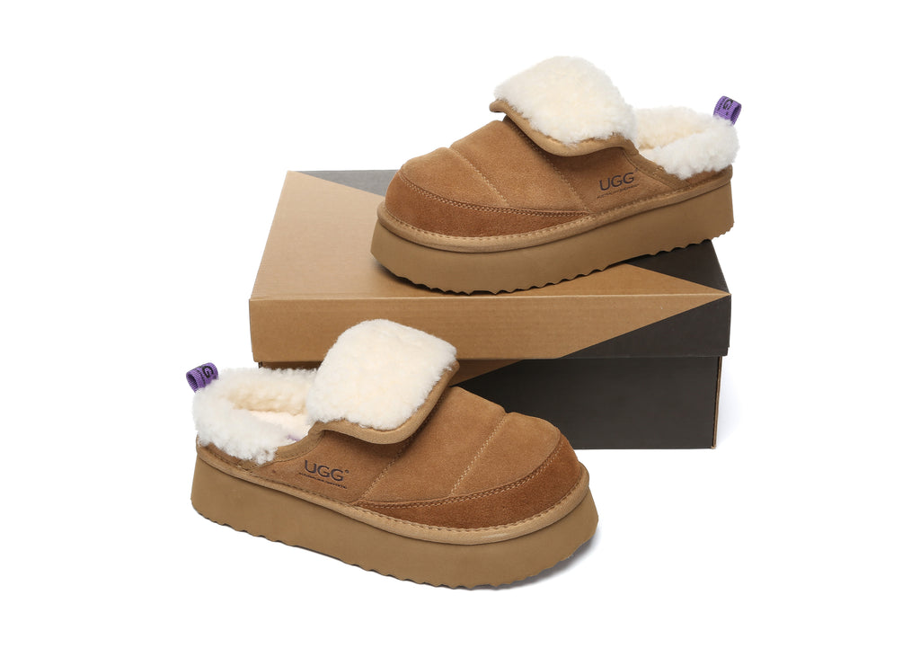 AUSTRALIAN SHEPHERD® UGG Slippers Sheepskin Wool Platform Theia