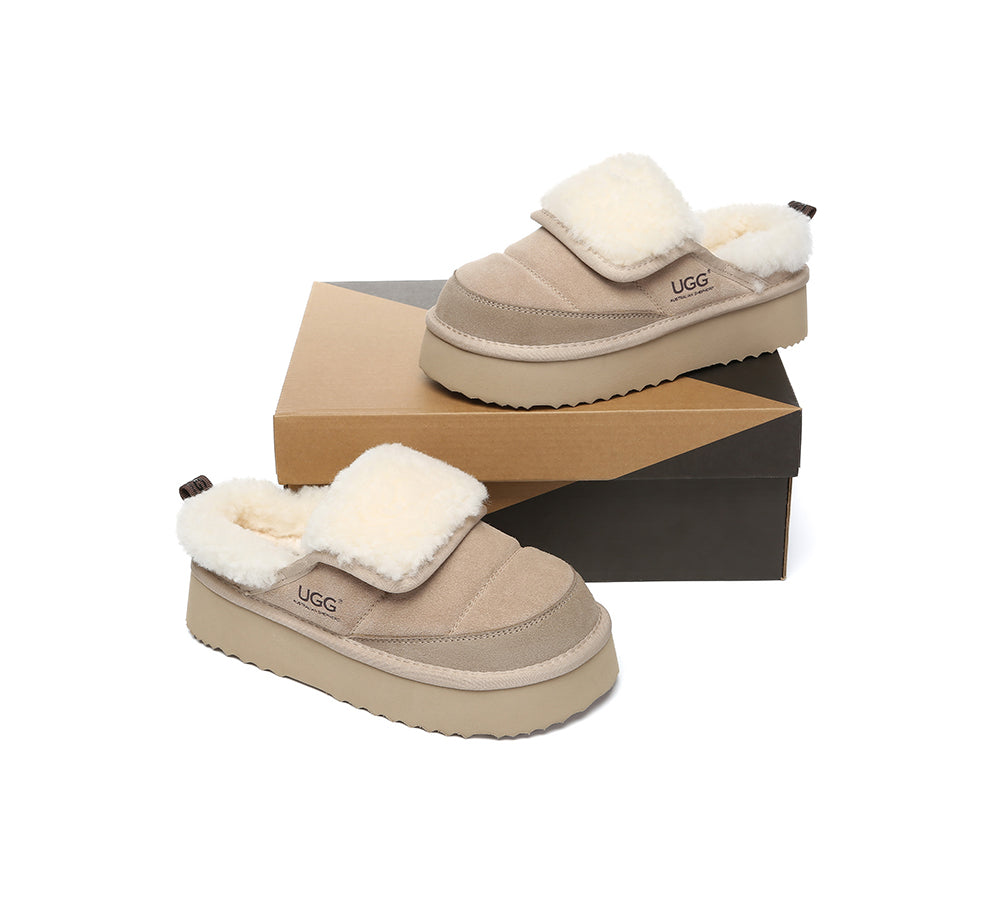 AUSTRALIAN SHEPHERD® UGG Slippers Sheepskin Wool Platform Theia