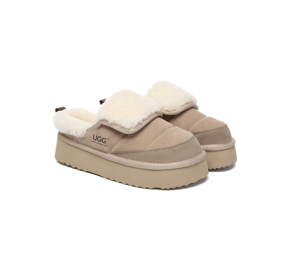 AUSTRALIAN SHEPHERD® UGG Slippers Sheepskin Wool Platform Theia