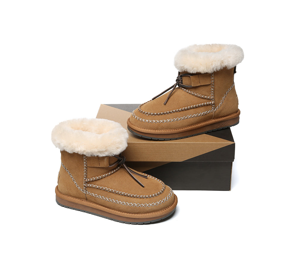 AUSTRALIAN SHEPHERD® UGG Boots Women Sheepskin Wool Ankle Woven Mini Stormy