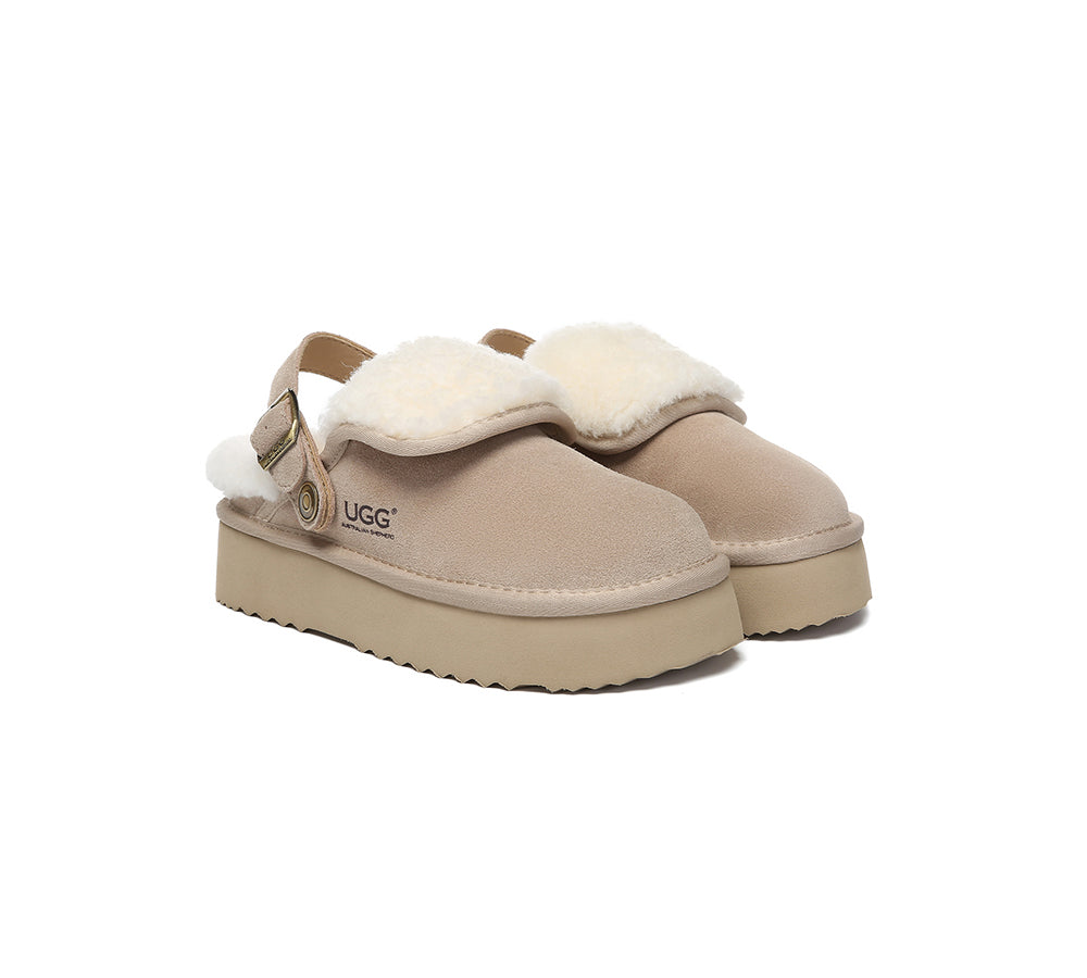 AUSTRALIAN SHEPHERD® UGG Slippers Sheepskin Wool Slingback Platform Tenley