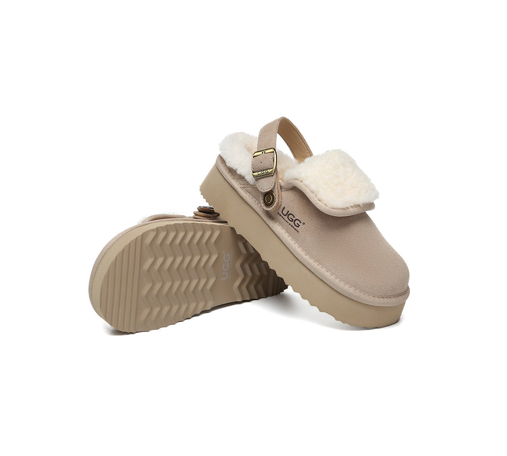 AUSTRALIAN SHEPHERD® UGG Slippers Sheepskin Wool Slingback Platform Tenley