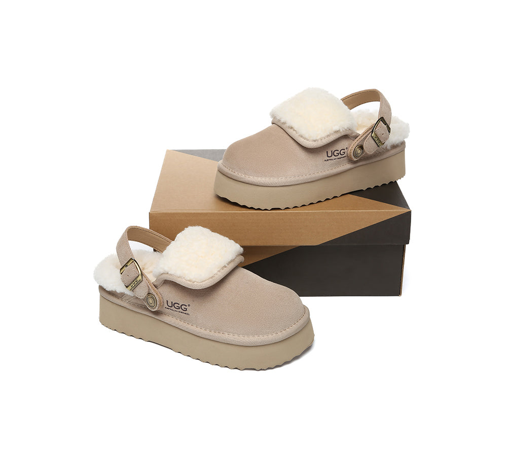 AUSTRALIAN SHEPHERD® UGG Slippers Sheepskin Wool Slingback Platform Tenley