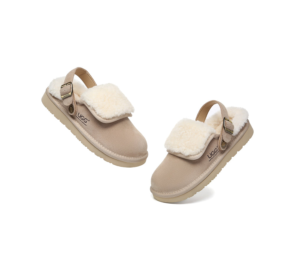 AUSTRALIAN SHEPHERD® UGG Slippers Sheepskin Wool Adjustable Strap Slingback Tenley