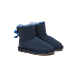 UGG EXPRESS® Beyond Blue UGG Boots Sheepskin Wool Mini Back Bow