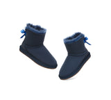 UGG EXPRESS® Beyond Blue UGG Boots Sheepskin Wool Mini Back Bow