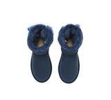 UGG EXPRESS® Beyond Blue UGG Boots Sheepskin Wool Mini Back Bow