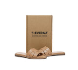 EVERAU® Women Leather Woven Flat Slides Bolita