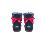 UGG EXPRESS® Beyond Blue UGG Boots Sheepskin Wool Mini Back Bow
