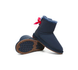 UGG EXPRESS® Beyond Blue UGG Boots Sheepskin Wool Mini Back Bow