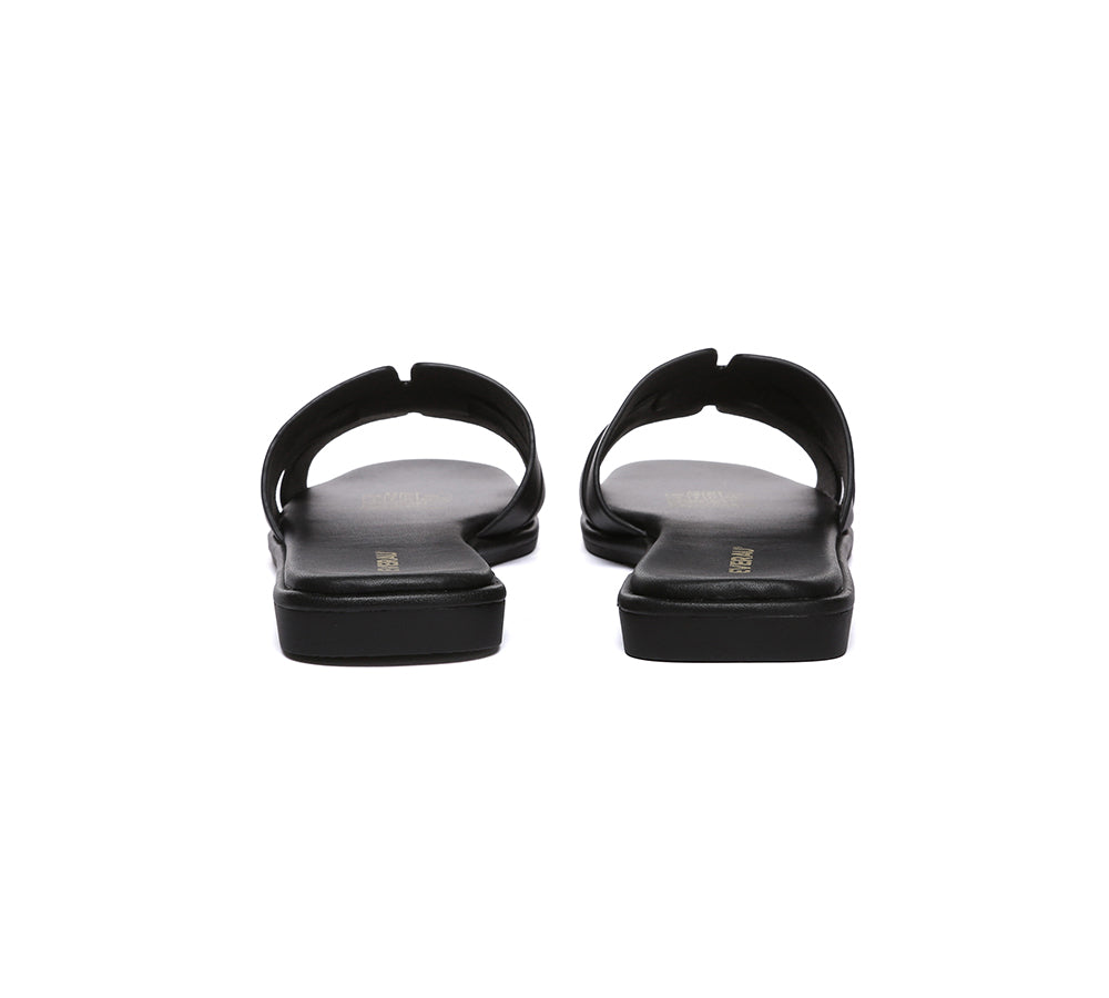 EVERAU® Women Leather Woven Flat Slides Bolita