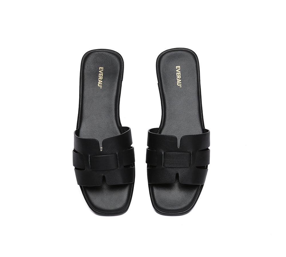EVERAU® Women Leather Woven Flat Slides Bolita