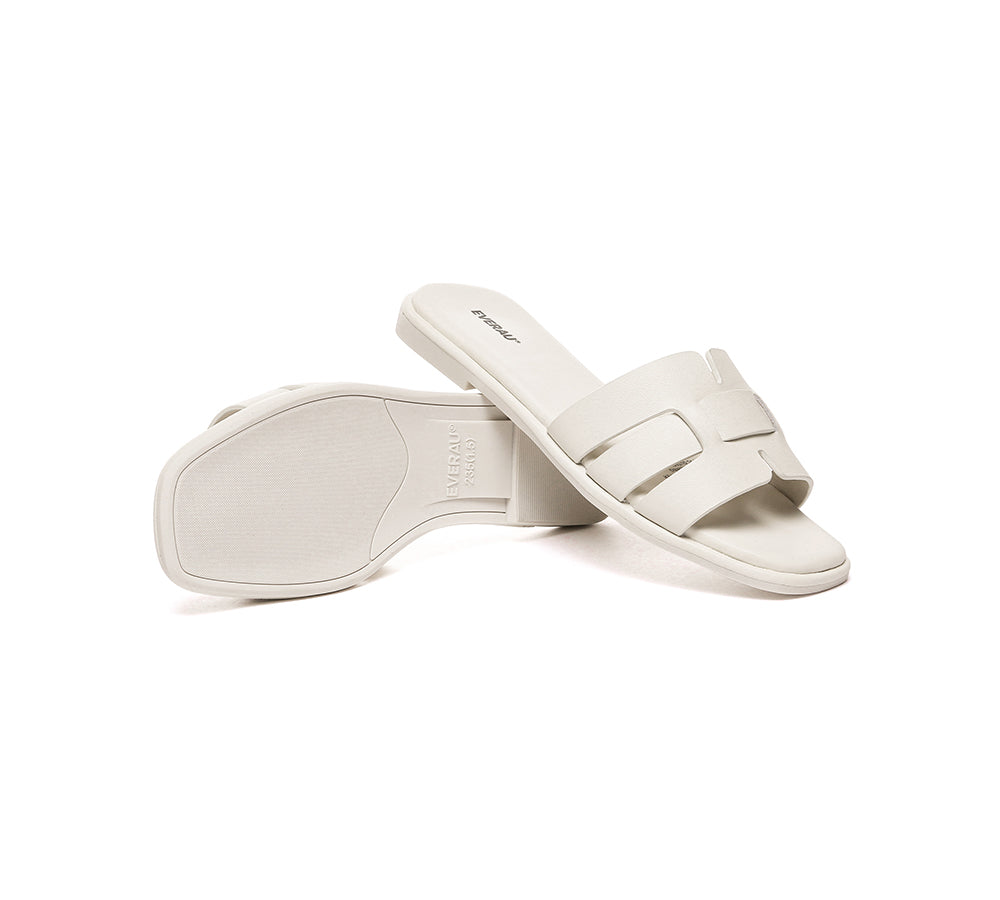 EVERAU® Women Leather Woven Flat Slides Bolita
