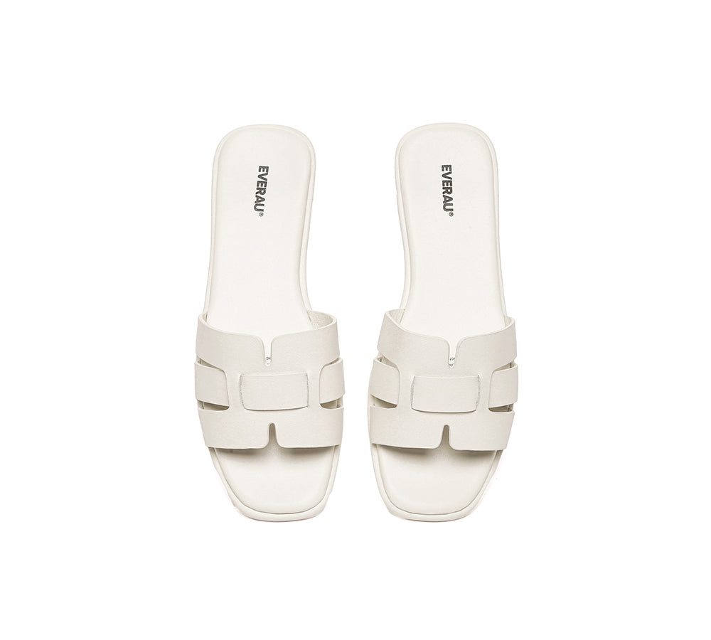 EVERAU® Women Leather Woven Flat Slides Bolita