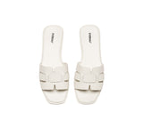 EVERAU® Women Leather Woven Flat Slides Bolita