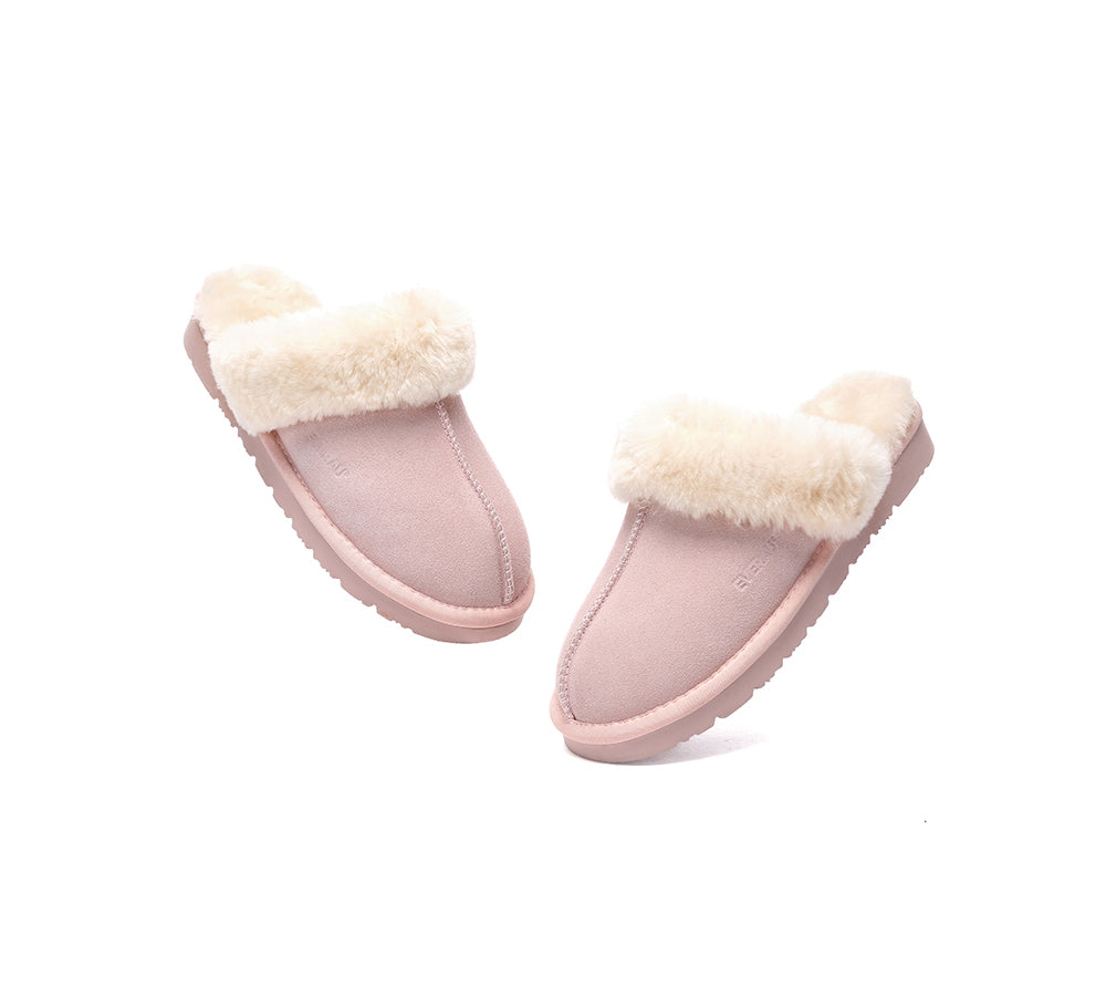 EVERAU® UGG Slippers Sheepskin Wool Suede Scuff Muffin - UGG EXPRESS