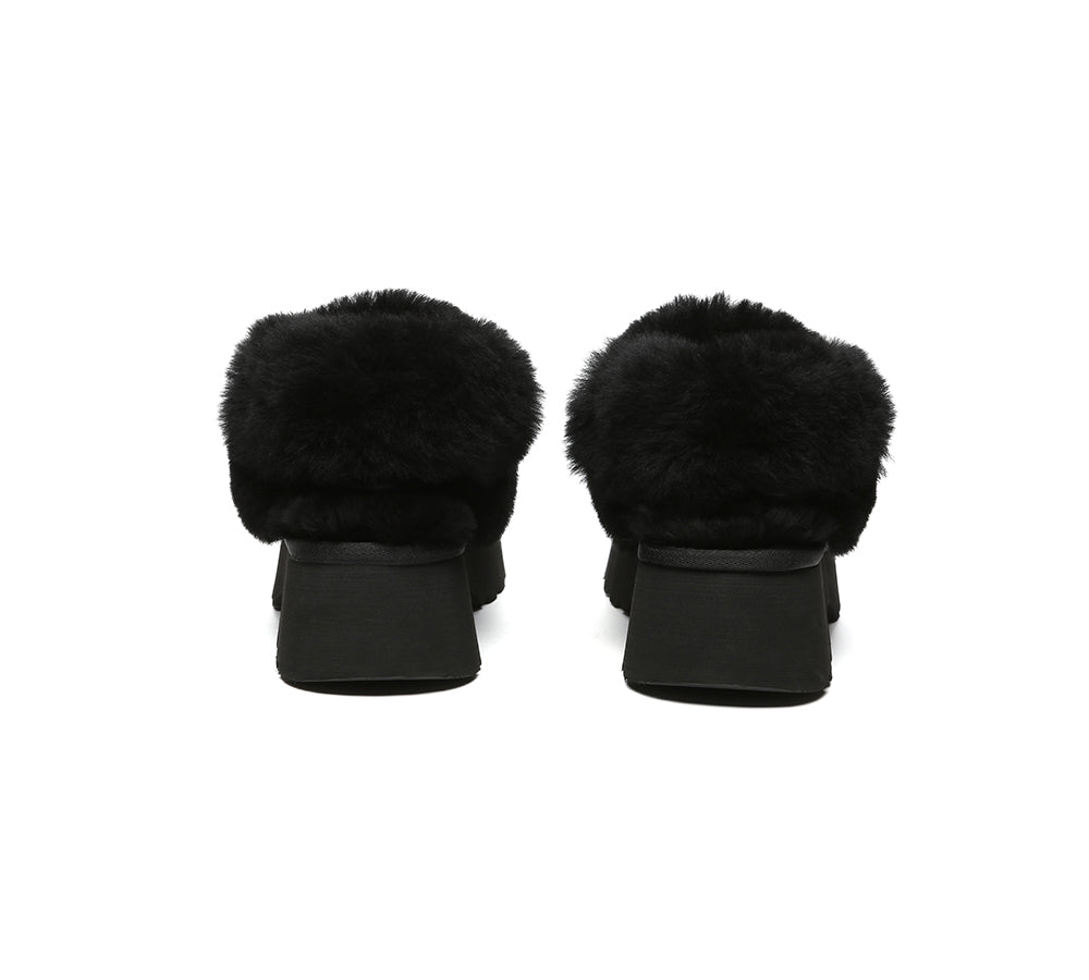 AUSTRALIAN SHEPHERD® UGG Slippers Women Removable Wool Strap Slingback Chunky Platform Muna