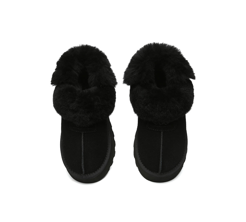 AUSTRALIAN SHEPHERD® UGG Slippers Women Removable Wool Strap Slingback Chunky Platform Muna