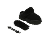 AUSTRALIAN SHEPHERD® UGG Slippers Women Removable Wool Strap Slingback Chunky Platform Muna