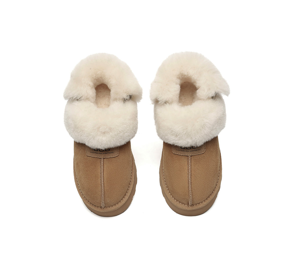 AUSTRALIAN SHEPHERD® UGG Slippers Women Removable Wool Strap Slingback Chunky Platform Muna