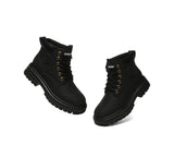 EVERAU® UGG Boots Women Leather Sheepskin Wool Lace Up Chunky Aubrey