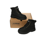 EVERAU® UGG Boots Women Leather Sheepskin Wool Lace Up Chunky Aubrey