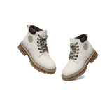 EVERAU® UGG Boots Women Leather Sheepskin Wool Lace Up Chunky Aubrey